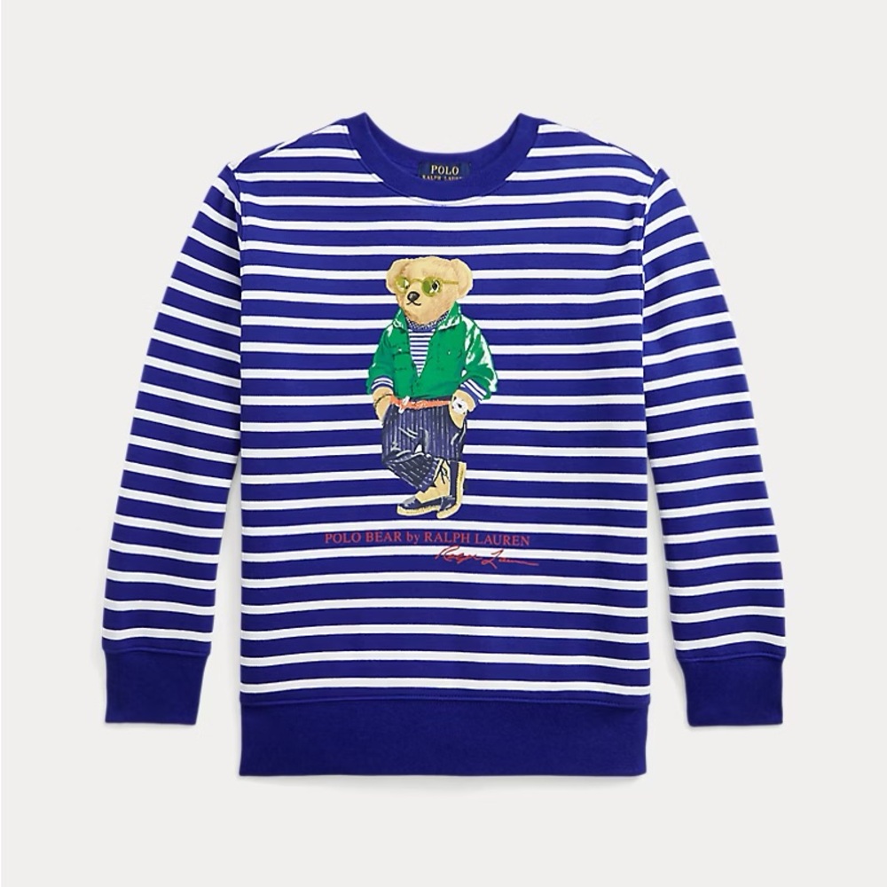 Polo Bear Striped Fleece Sweatshirt